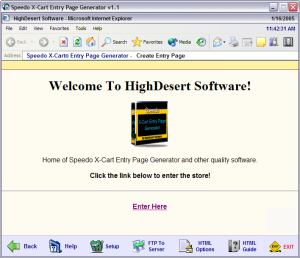 Speedo X-Cart Entry Page Generator Screenshot